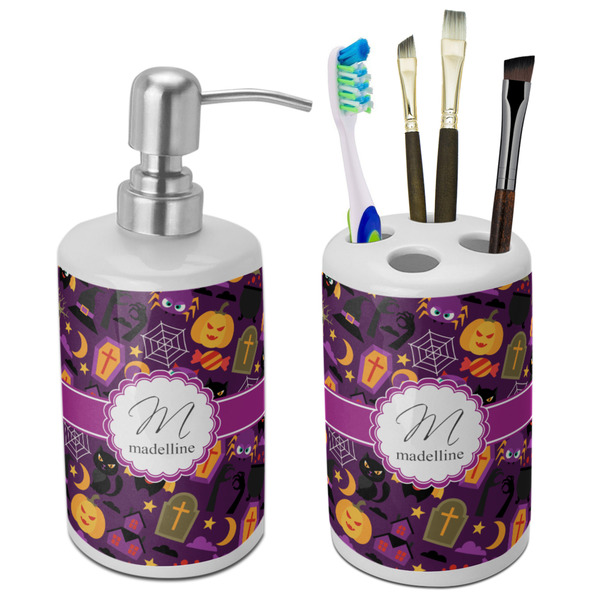 Custom Halloween Ceramic Bathroom Accessories Set (Personalized)