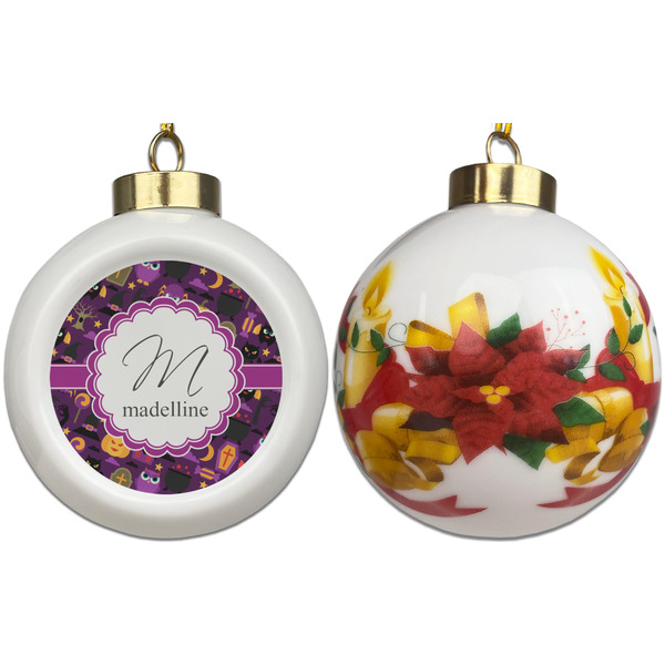 Halloween Ceramic Christmas Ornament - Poinsettias (APPROVAL)
