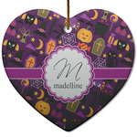 Halloween Heart Ceramic Ornament w/ Name and Initial