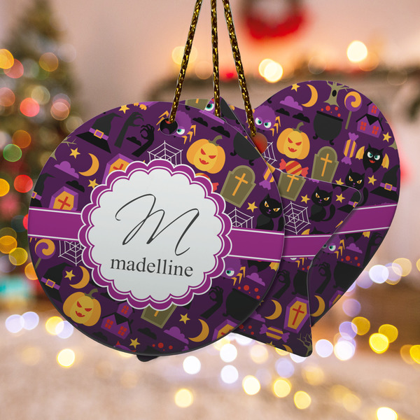 Custom Halloween Ceramic Ornament w/ Name and Initial