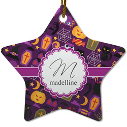 Halloween Star Ceramic Ornament w/ Name and Initial