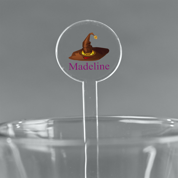 Custom Halloween 5.5" Round Plastic Stir Sticks - Clear (Personalized)