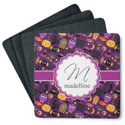 Halloween Square Rubber Backed Coasters - Set of 4 (Personalized)