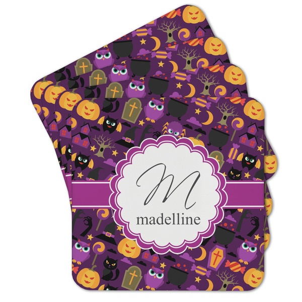 Custom Halloween Cork Coaster - Set of 4 w/ Name and Initial