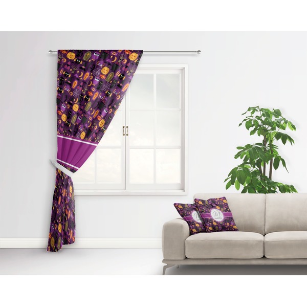 Halloween Curtain With Window and Rod - in Room Matching Pillow