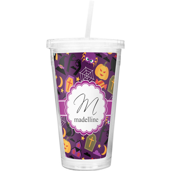 Custom Halloween Double Wall Tumbler with Straw (Personalized)