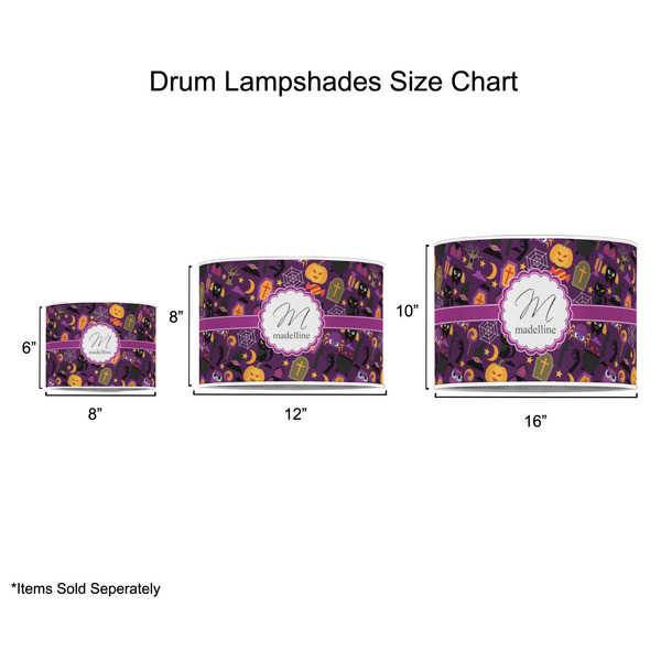 Halloween Drum Lampshades - Sizing Chart