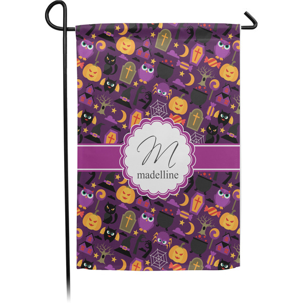 Custom Halloween Small Garden Flag - Single Sided w/ Name and Initial
