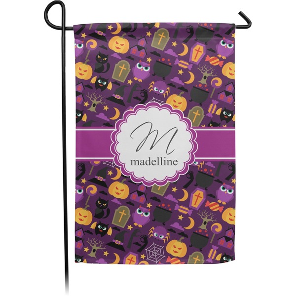 Custom Halloween Small Garden Flag - Double Sided w/ Name and Initial