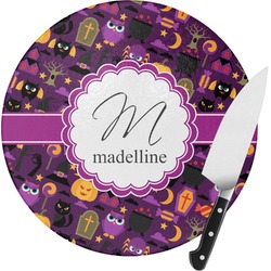 Halloween Round Glass Cutting Board - Medium (Personalized)
