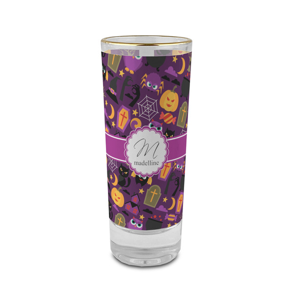 Custom Halloween 2 oz Shot Glass - Glass with Gold Rim (Personalized)