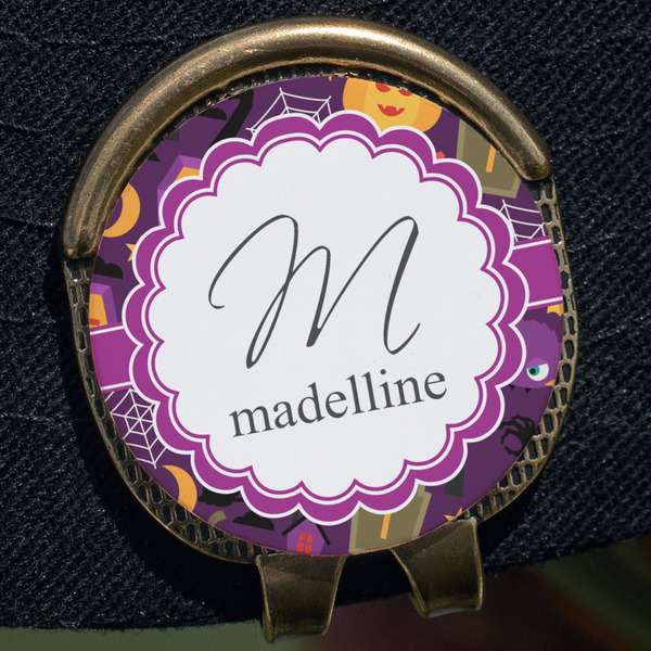 Halloween Golf Ball Marker Hat Clip - Gold - Close Up