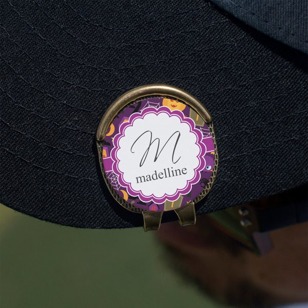 Halloween Golf Ball Marker Hat Clip - Gold - On Hat