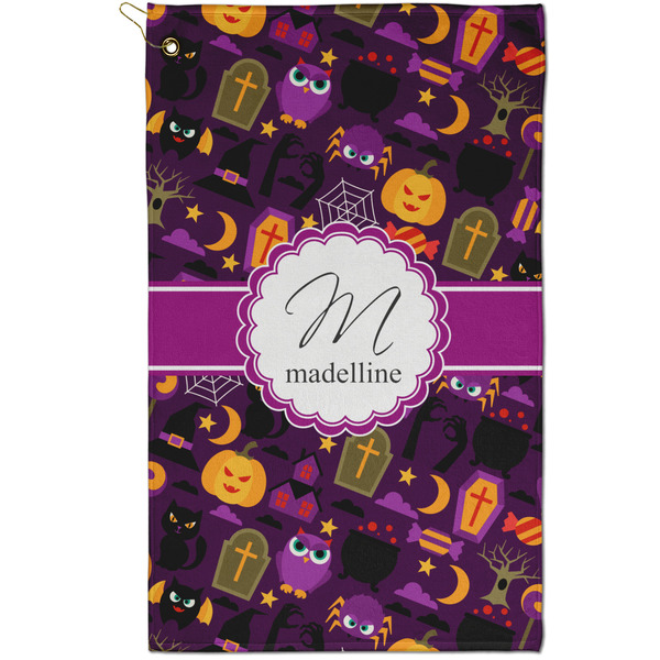 Custom Halloween Golf Towel - Poly-Cotton Blend - Small w/ Name and Initial
