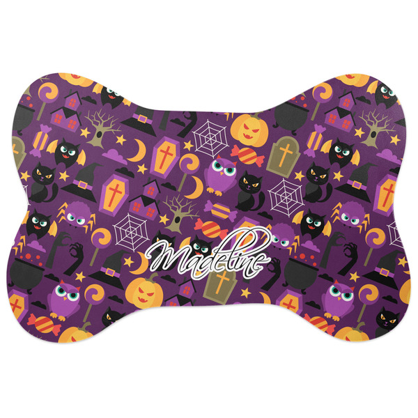 Custom Halloween Bone Shaped Dog Food Mat (Large) (Personalized)
