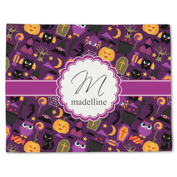Custom Halloween Single-Sided Linen Placemat - Single w/ Name and Initial