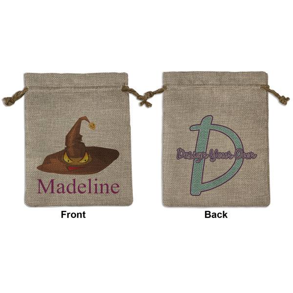 Custom Halloween Medium Burlap Gift Bag - Front & Back (Personalized)