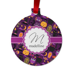 Halloween Metal Ball Ornament - Double Sided w/ Name and Initial