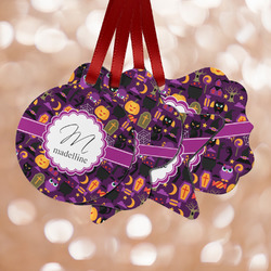 Halloween Metal Ornaments - Double Sided w/ Name and Initial
