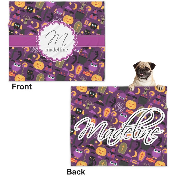 Halloween Microfleece Dog Blanket - Large- Front & Back
