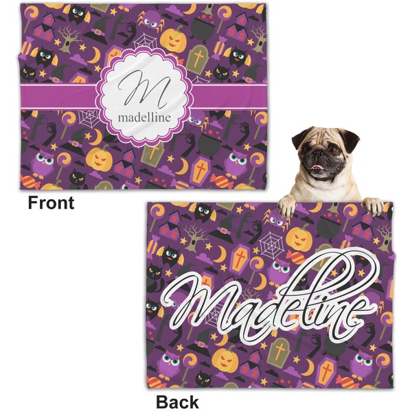 Halloween Microfleece Dog Blanket - Regular - Front & Back