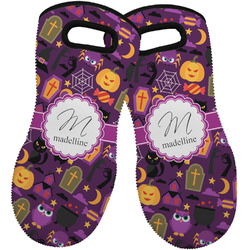 Halloween Neoprene Oven Mitts - Set of 2 w/ Name and Initial