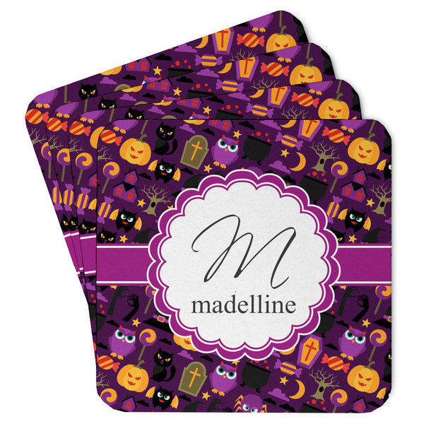 Custom Halloween Paper Coasters w/ Name and Initial
