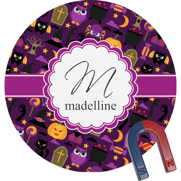 Custom Halloween Round Fridge Magnet (Personalized)