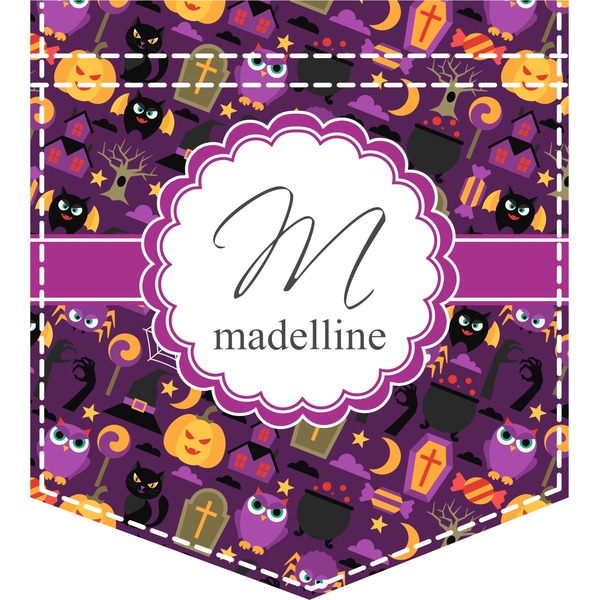 Custom Halloween Iron On Faux Pocket (Personalized)
