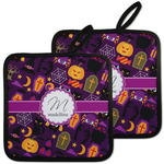 Halloween Pot Holders - Set of 2 w/ Name and Initial