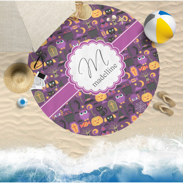 Halloween Round Beach Towel Lifestyle