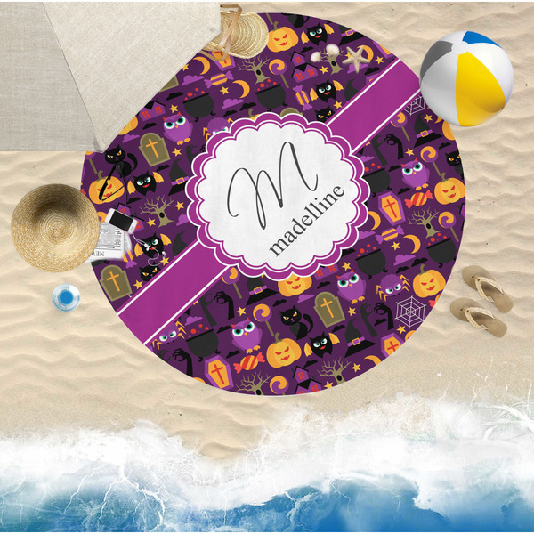 Halloween Round Beach Towel Lifestyle