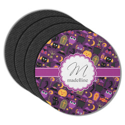 Halloween Round Rubber Backed Coasters - Set of 4 (Personalized)