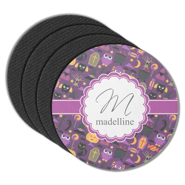Custom Halloween Round Rubber Backed Coasters - Set of 4 (Personalized)