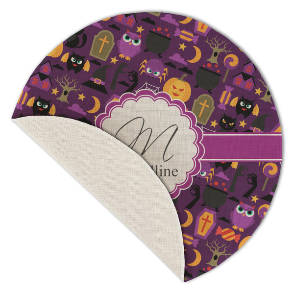 Halloween Round Linen Placemats - Front (folded corner single sided)