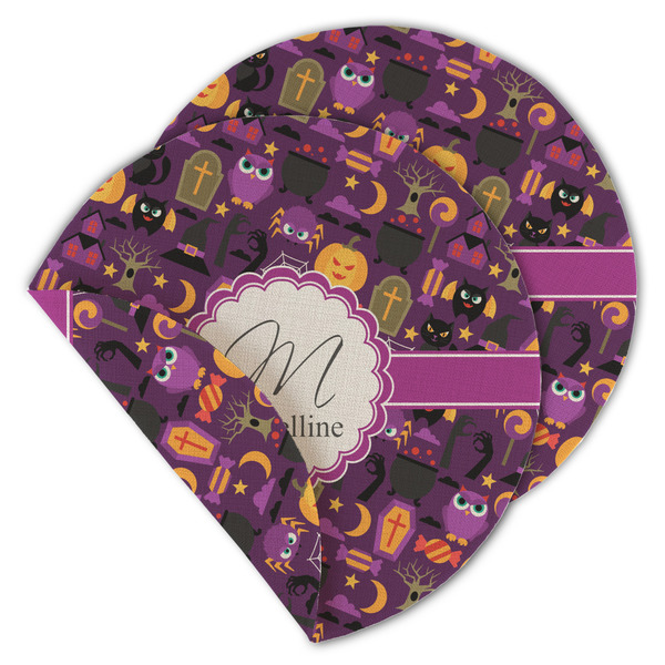 Custom Halloween Round Linen Placemat - Double Sided - Set of 4 (Personalized)