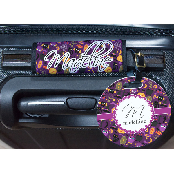 Halloween Round Luggage Tag & Handle Wrap - In Context
