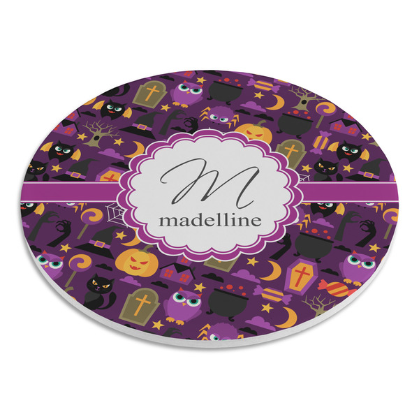 Halloween Round Stone Trivet - Angle View