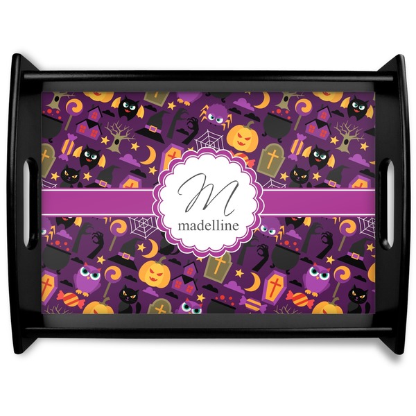 Custom Halloween Black Wooden Tray - Large (Personalized)