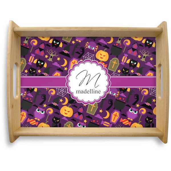 Custom Halloween Natural Wooden Tray - Large (Personalized)