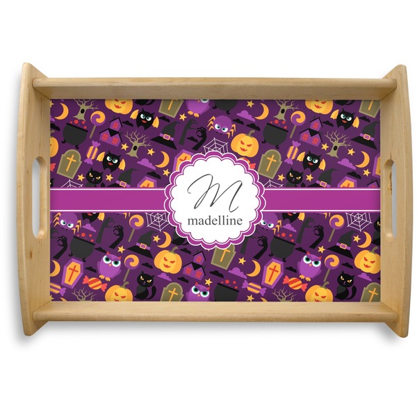 Custom Halloween Natural Wooden Tray - Small (Personalized)