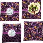 Halloween Set of 4 Glass Square Lunch / Dinner Plate 9.5" (Personalized)
