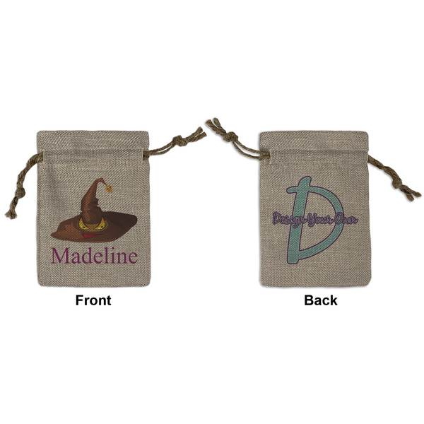 Custom Halloween Small Burlap Gift Bag - Front & Back (Personalized)