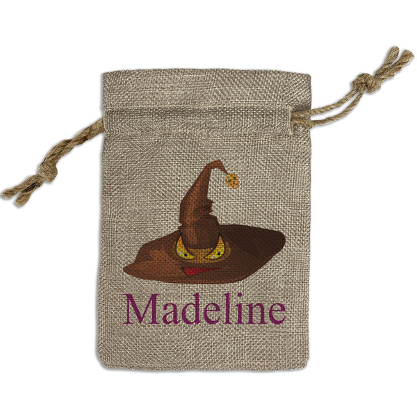 Custom Halloween Small Burlap Gift Bag - Front (Personalized)