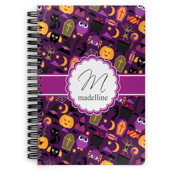 Custom Halloween Spiral Notebook - 7x10 w/ Name and Initial