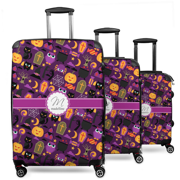 Custom Halloween 3 Piece Luggage Set - 20" Carry On, 24" Medium Checked, 28" Large Checked (Personalized)