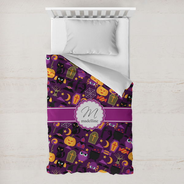 Custom Halloween Toddler Duvet Cover w/ Name and Initial