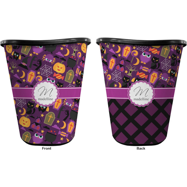 Halloween Trash Can Black - Front and Back - Apvl