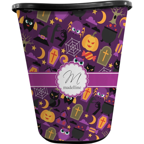 Custom Halloween Waste Basket - Double Sided (Black) (Personalized)