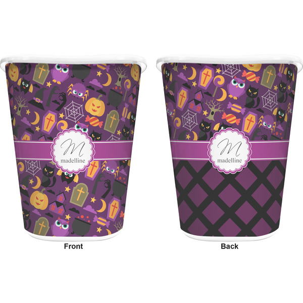Halloween Trash Can White - Front and Back - Apvl